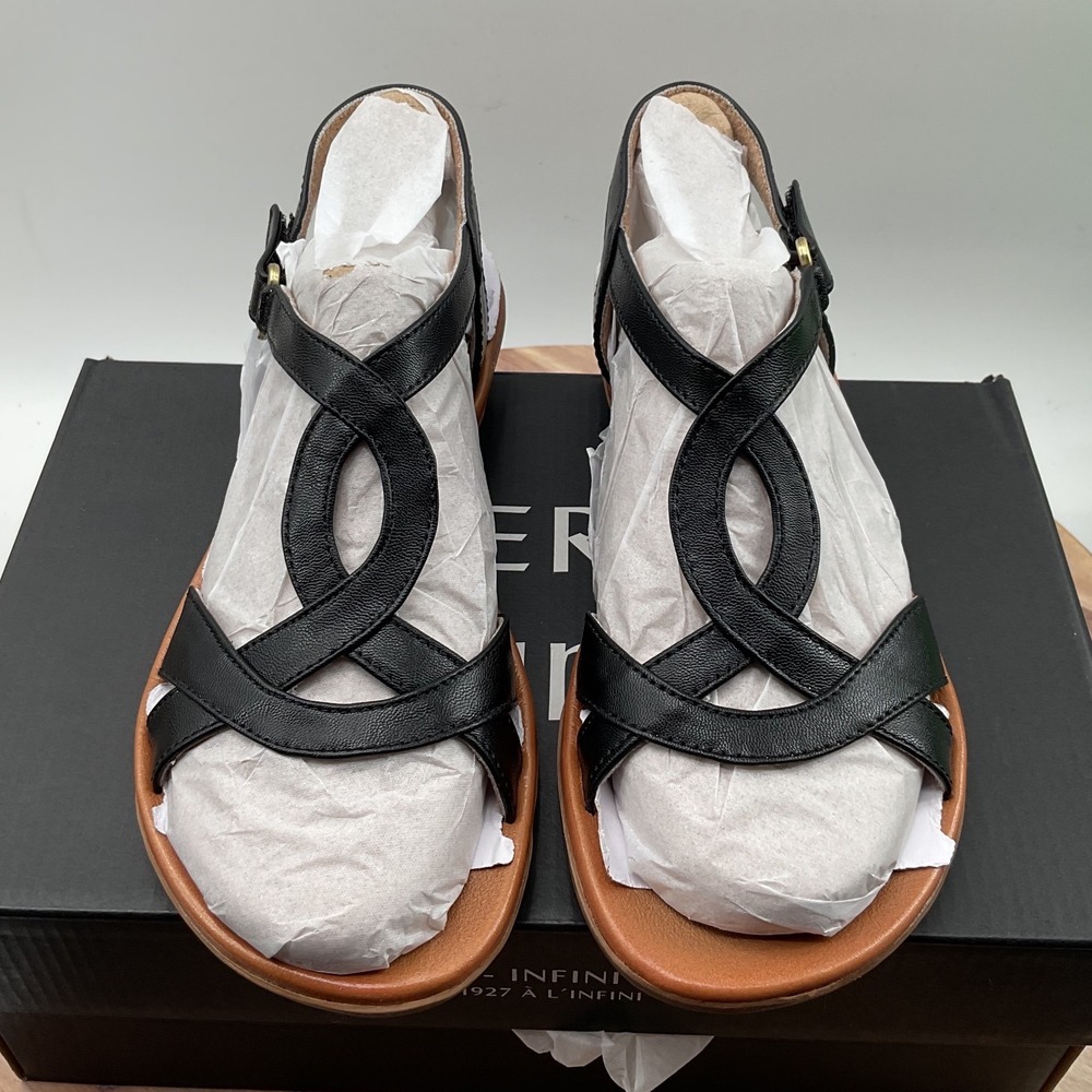 Naturalizer Solo Womens Black Strappy Comfort Sandals Low Wedge Size 6M NEW